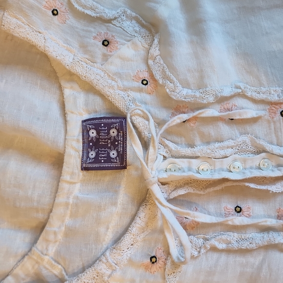 Free People Vintage Embroidered Sheath Slip Dress Tunic Lace Medium - Picture 7 of 7